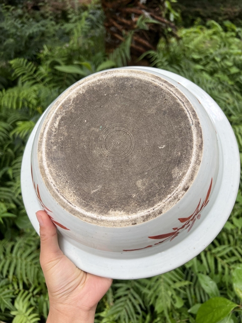 古玩陶瓷粉彩折枝花卉紋凈手盆真品鑒賞圖
