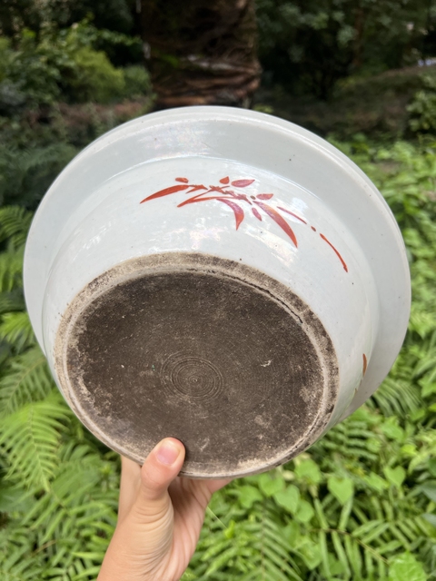 古玩陶瓷粉彩折枝花卉紋凈手盆真品鑒賞圖