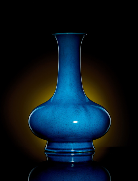 古玩陶瓷清中期 孔雀藍釉荸薺瓶拍賣，當前價格268000元