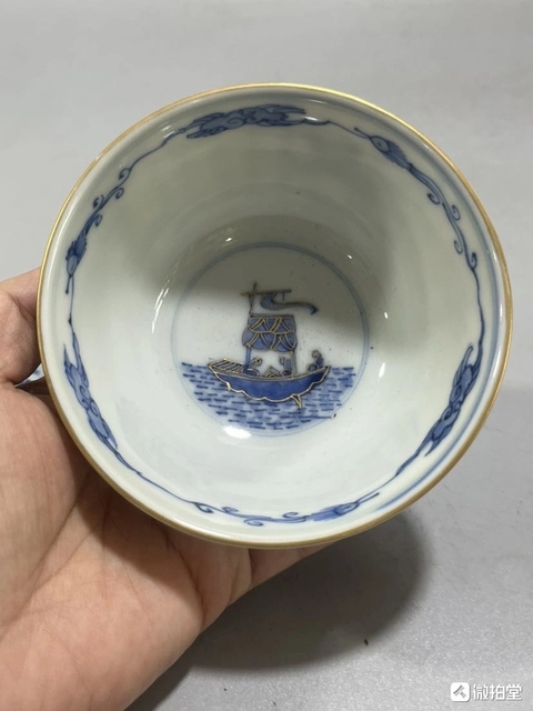 古玩陶瓷青花描金蓋碗真品鑒賞圖