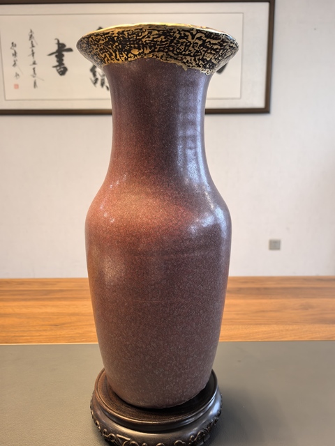 古玩陶瓷清中期鈞紅釉瓶真品鑒賞圖