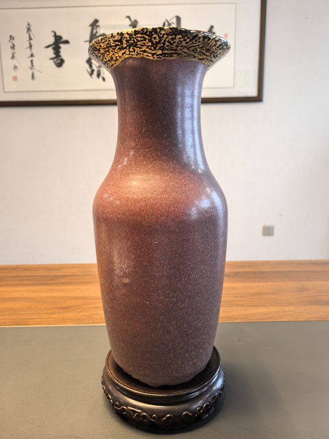 古玩陶瓷清中期鈞紅釉瓶真品鑒賞圖