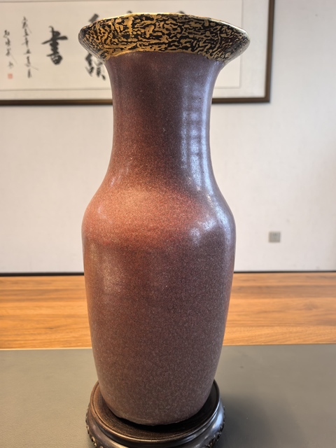 古玩陶瓷清中期鈞紅釉瓶真品鑒賞圖