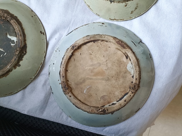 古玩陶瓷清代如意靈芝紋青花盤拍賣，當前價格68元
