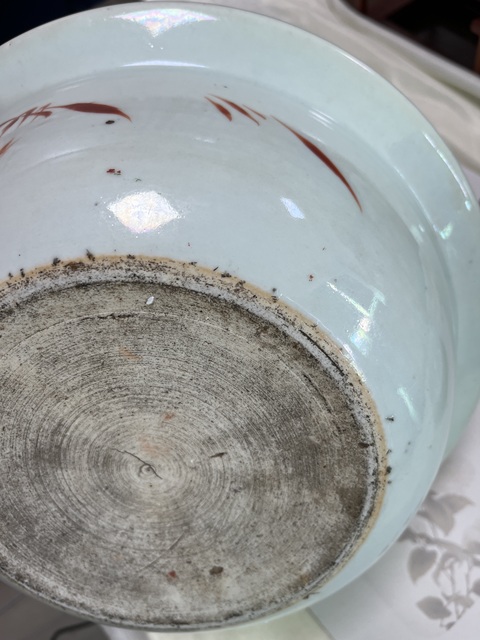 古玩陶瓷粉彩魚化龍紋凈手盆真品鑒賞圖