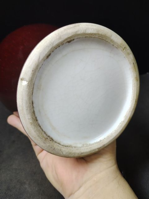 古玩陶瓷民國至解放初郎紅釉觀音瓶高36.8cm 口徑12.5cm拍賣,當前價格1800元