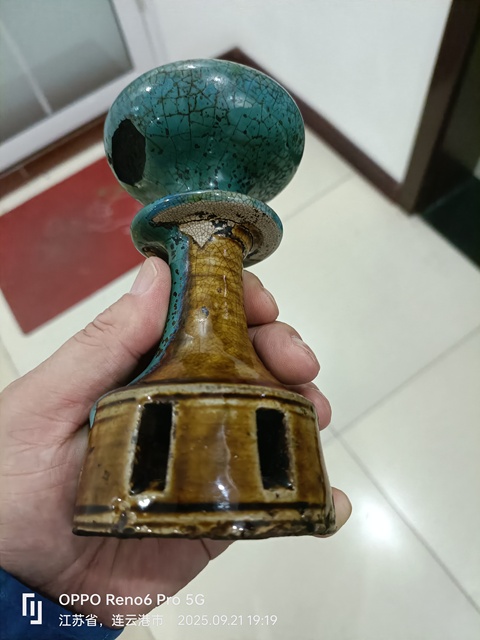 古玩陶瓷窯變釉燈臺真品鑒賞圖