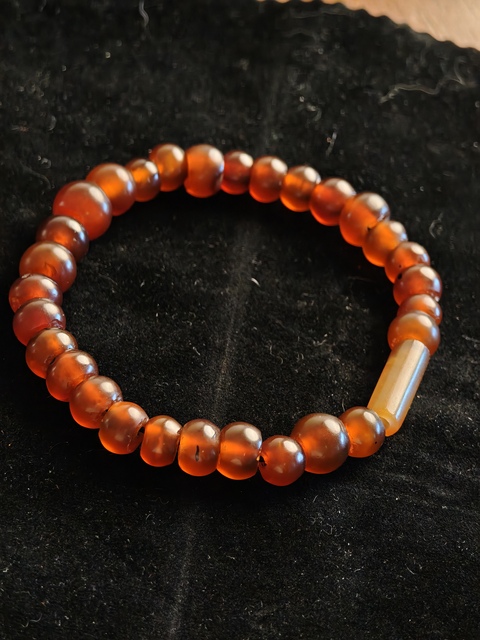 古玩玉器老瑪瑙珠真品鑒賞圖