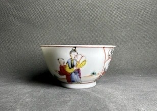 古玩陶瓷三娘教子圖廣彩茶圓真品鑒賞圖