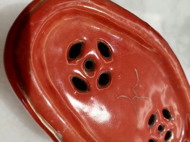 古玩陶瓷珊瑚紅描金蘭草紋蛐蛐盒真品鑒賞圖