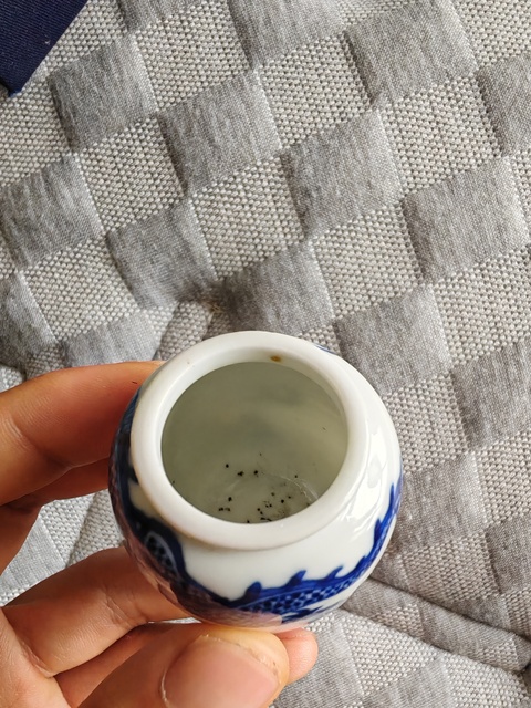 古玩陶瓷龍紋青花水盂真品鑒賞圖