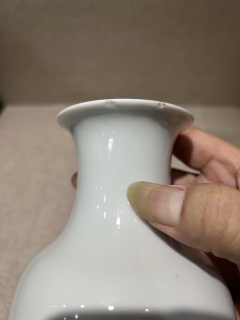 古玩陶瓷粉彩花鳥紋觀音瓶真品鑒賞圖