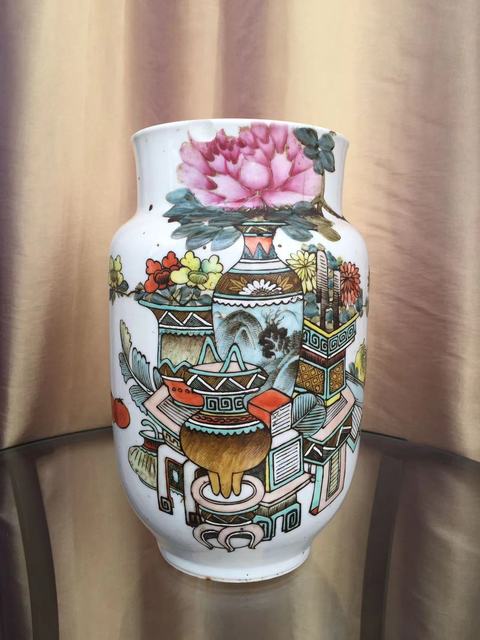 古玩陶瓷淺絳彩壯罐真品鑒賞圖