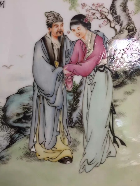 古玩陶瓷人物紋瓷板畫真品鑒賞圖