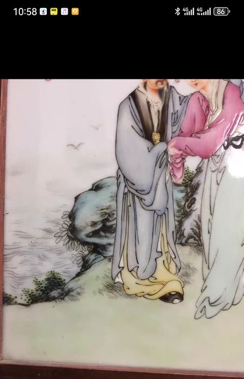 古玩陶瓷人物紋瓷板畫真品鑒賞圖
