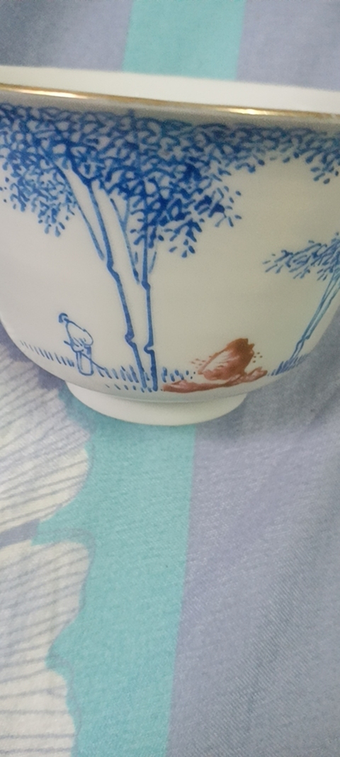 古玩陶瓷藍料彩蓋碗真品鑒賞圖