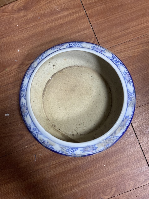 古玩陶瓷青花加彩花卉紋洗真品鑒賞圖