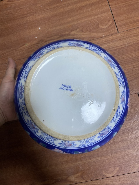 古玩陶瓷青花加彩花卉紋洗真品鑒賞圖