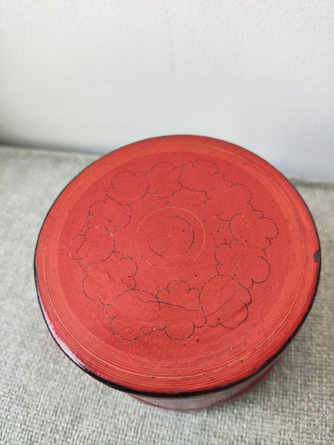 古玩雜項木胎漆盒真品鑒賞圖