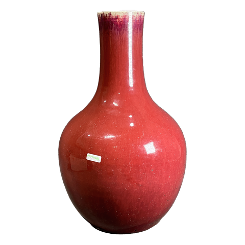 古玩陶瓷窯變紅釉天球瓶真品鑒賞圖