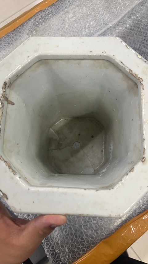 古玩陶瓷珍珠白釉花盆真品鑒賞圖