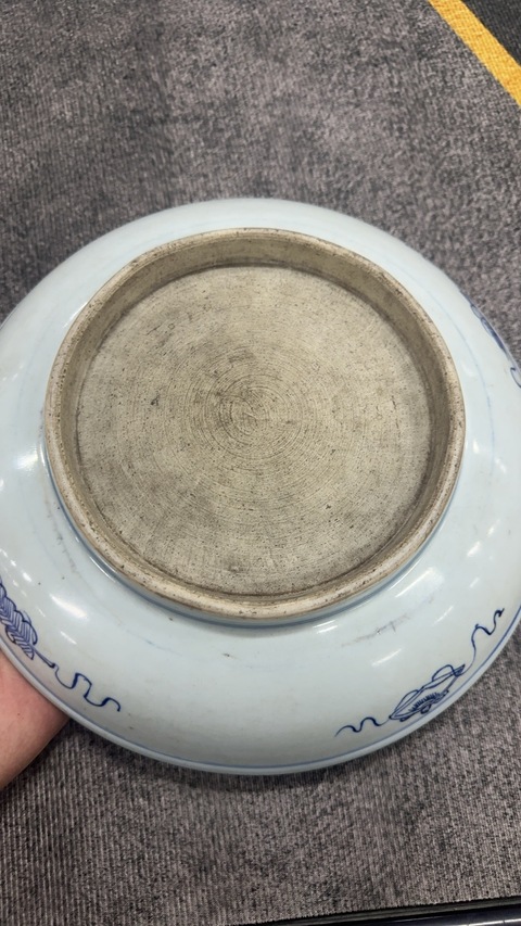 古玩陶瓷青花梵文壽字青花盤真品鑒賞圖