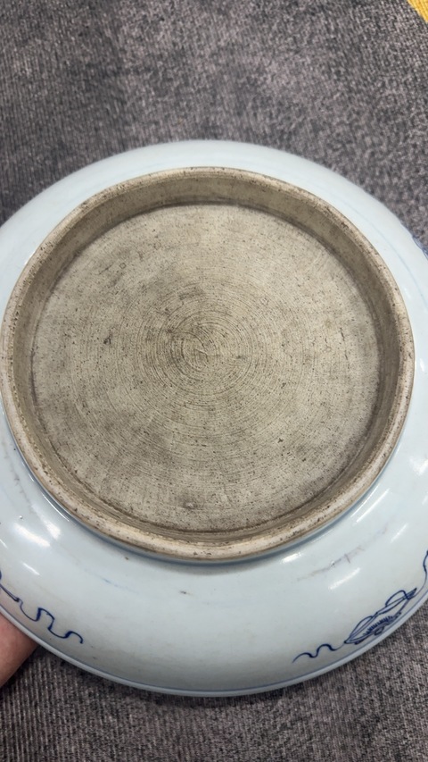 古玩陶瓷青花梵文壽字青花盤真品鑒賞圖