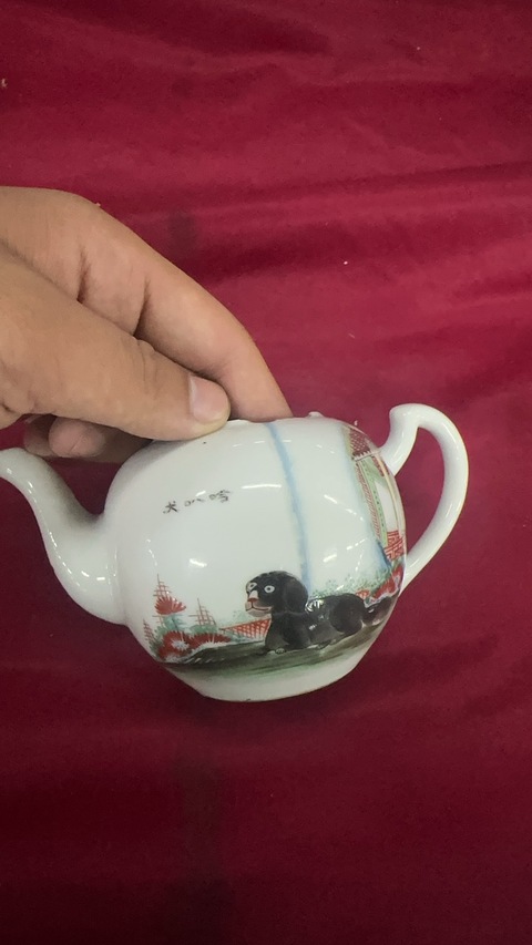 古玩陶瓷粉彩端把壺真品鑒賞圖