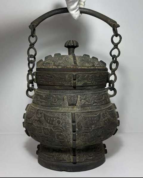 古玩銅器銅提梁壺真品鑒賞圖