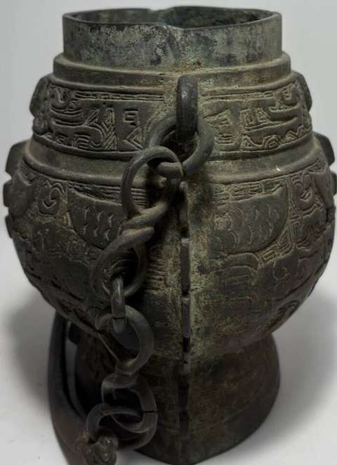 古玩銅器銅提梁壺真品鑒賞圖