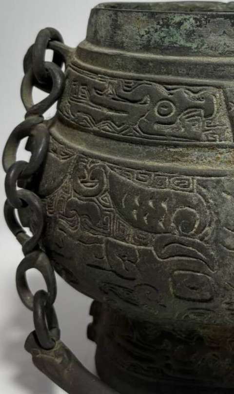 古玩銅器銅提梁壺真品鑒賞圖