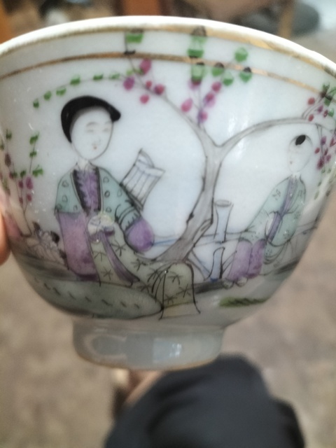 古玩陶瓷仕女嬰戲紋粉彩三才蓋杯拍賣，當前價格1200元