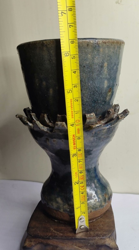 古玩陶瓷明代藍(lán)釉凈水碗拍賣，當(dāng)前價格1000元