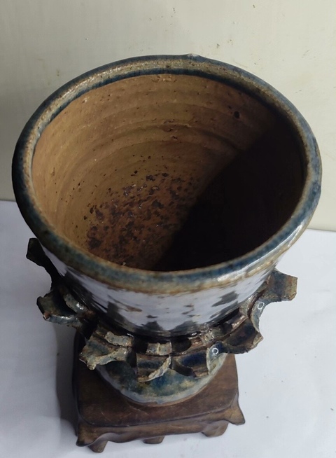 古玩陶瓷明代藍(lán)釉凈水碗拍賣，當(dāng)前價格1000元