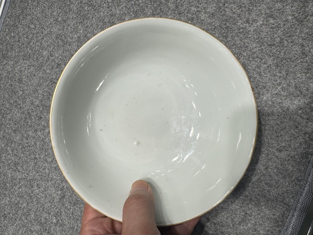 古玩陶瓷黃地粉彩萬壽無疆碗真品鑒賞圖