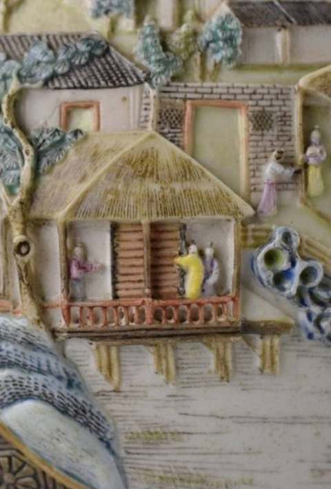 古玩陶瓷雙鋪首淺浮雕瓶真品鑒賞圖