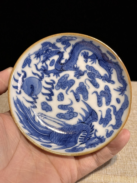 古玩陶瓷【細(xì)路珍品】青花龍鳳紋盤【路份高收藏價(jià)值好】【傳世精品】拍賣，當(dāng)前價(jià)格0元