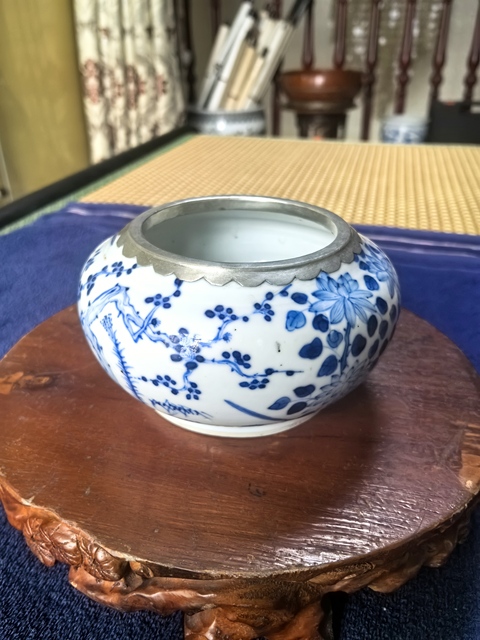 古玩陶瓷青花花卉紋水洗真品鑒賞圖
