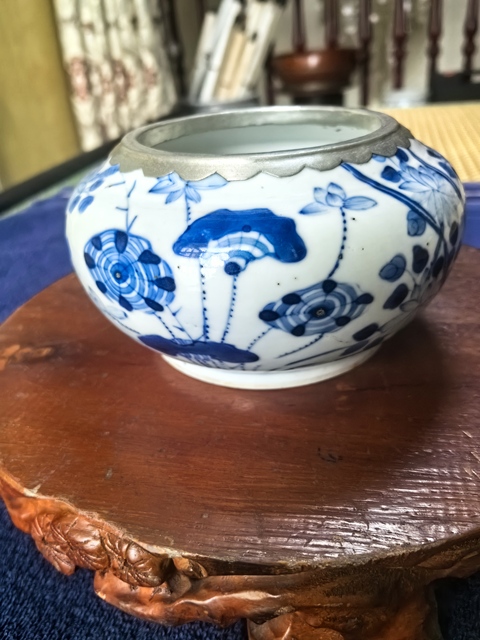 古玩陶瓷青花花卉紋水洗真品鑒賞圖
