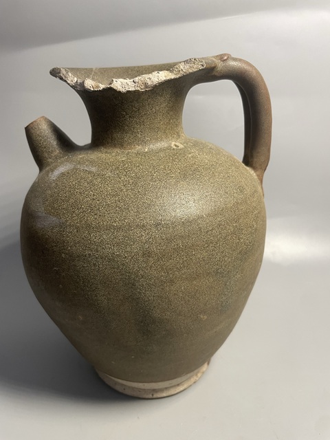 古玩陶瓷耀州窯茶葉末釉執壺真品鑒賞圖