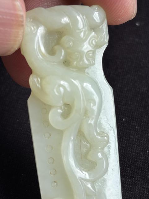 古玩玉器和田碧玉帶鉤真品鑒賞圖