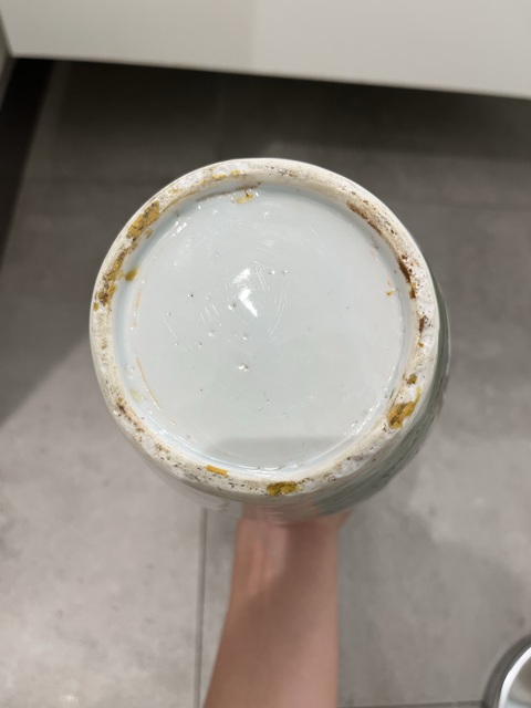 古玩陶瓷釉下彩繪花鳥紋撇口瓶真品鑒賞圖