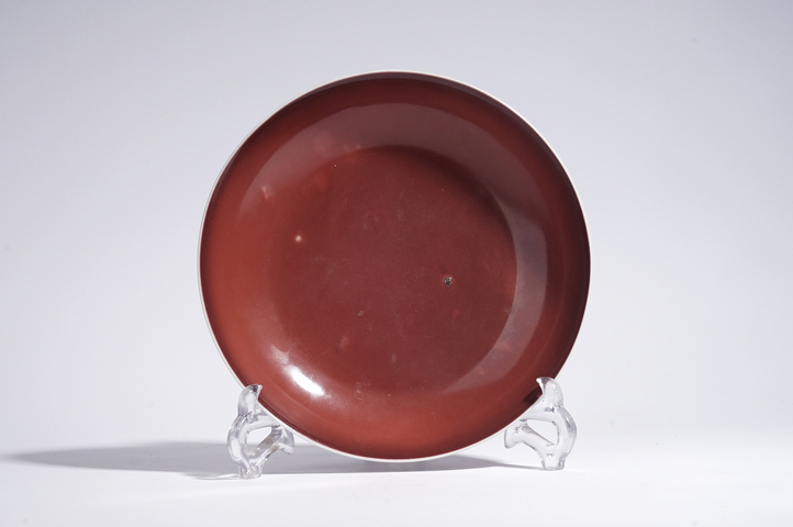 古玩陶瓷清乾隆·霽紅釉盤（官）拍賣，當前價格37520元