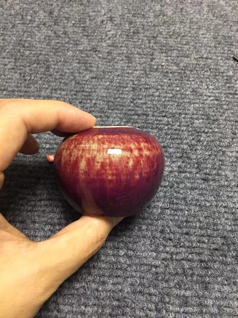 古玩陶瓷鈞紅窯變釉水盂真品鑒賞圖