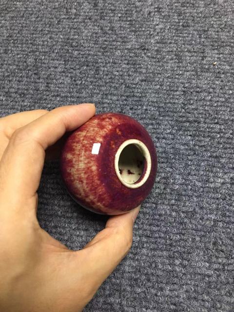 古玩陶瓷鈞紅窯變釉水盂真品鑒賞圖