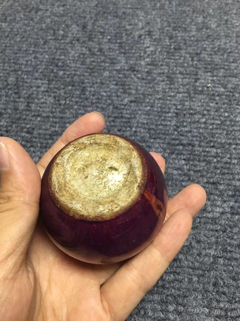 古玩陶瓷鈞紅窯變釉水盂真品鑒賞圖