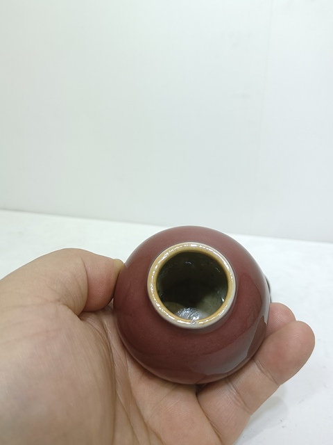 古玩陶瓷 紅釉水盂真品鑒賞圖