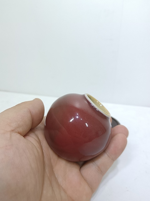 古玩陶瓷 紅釉水盂真品鑒賞圖