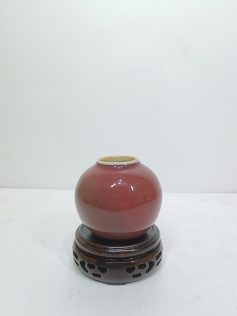 古玩陶瓷 紅釉水盂真品鑒賞圖