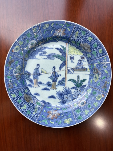 古玩陶瓷西廂記斗彩盤真品鑒賞圖